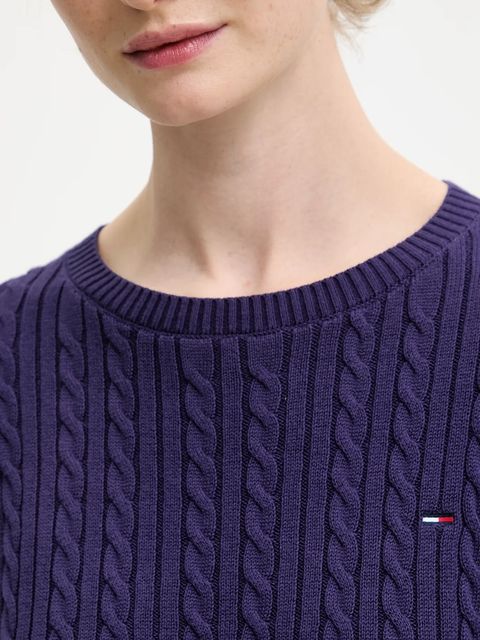Tommy Jeans sweter bawełniany damski kolor fioletowy lekki DW0DW22165