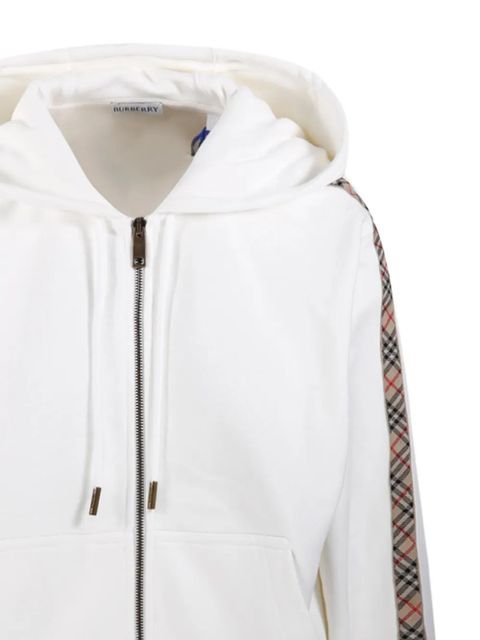 Burberry check zip hoodie - White