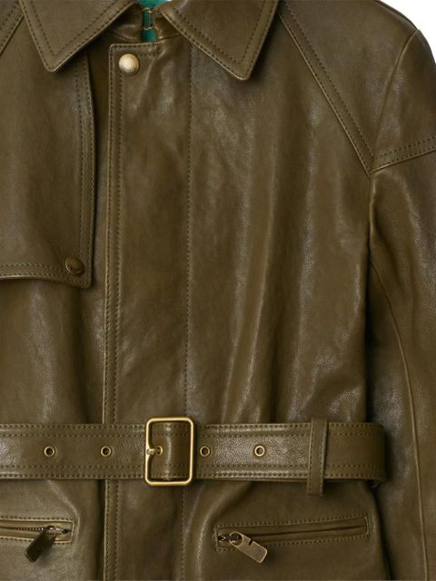 Burberry belted leather jacket - Green