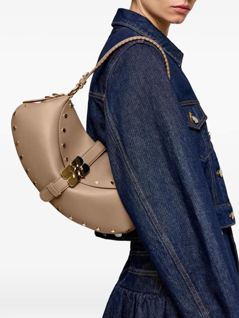 GANNI B-Kat studded buckle shoulder bag - Brown