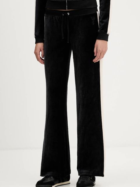 Juicy Couture spodnie dresowe welurowe damskie kolor czarny gładkie JCGBJ126002 - zdjęcie produktu nr 1