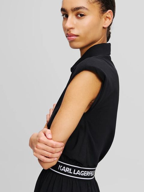 Karl Lagerfeld sukienka bawełniana kolor czarny mini prosta A2W13038