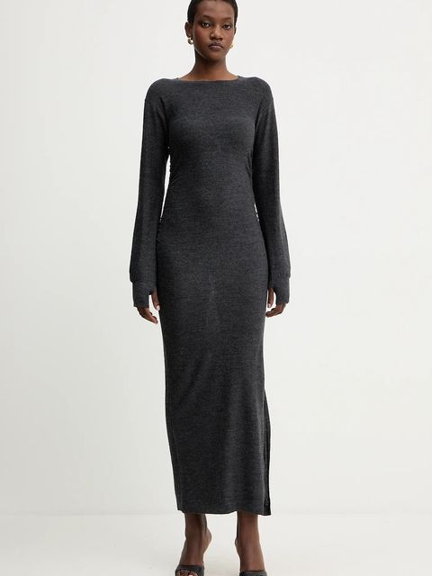 Marella sukienka wełniana kolor szary maxi dopasowana 2523326025200 - zdjęcie produktu nr 1