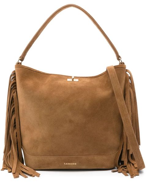 SANDRO fringe suede tote bag - Brown - zdjęcie produktu nr 1