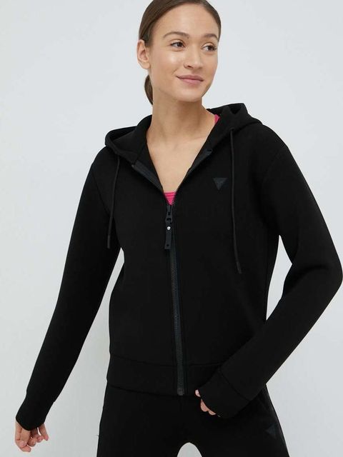 Guess bluza ALLIE damska kolor czarny z kapturem z nadrukiem V3RQ11 K7UW2 - zdjęcie produktu nr 2