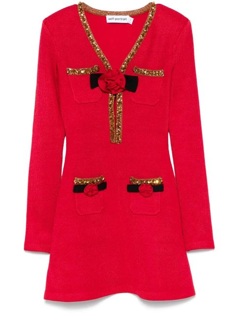 Self-Portrait textured-knit mini dress - zdjęcie produktu nr 1