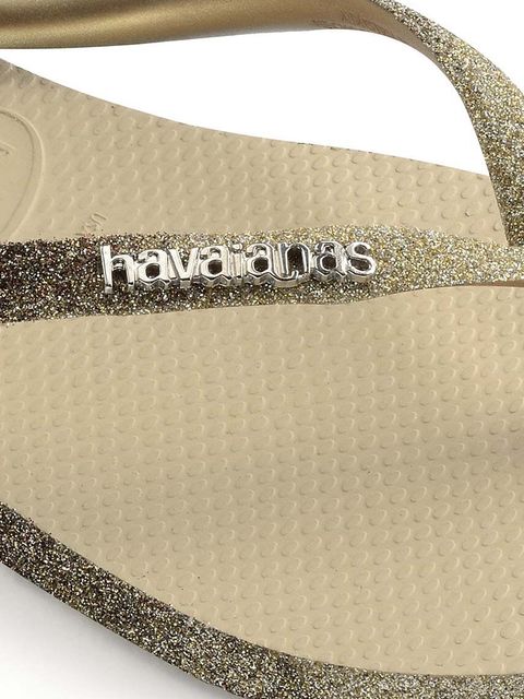 Havaianas japonki SLIM SPARKLE II damskie kolor beżowy na płaskim obcasie 4146093.0154