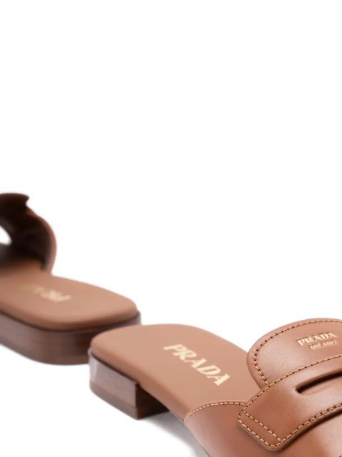 Prada leather logo-detail sandals - Brown - zdjęcie produktu nr 2