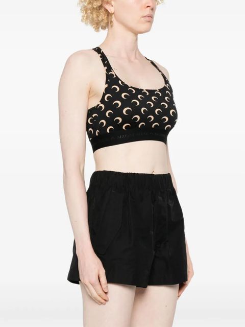 Marine Serre All Over Moon sports bra - Black