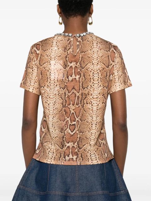ZIMMERMANN embellished snake-print T-shirt - Neutrals