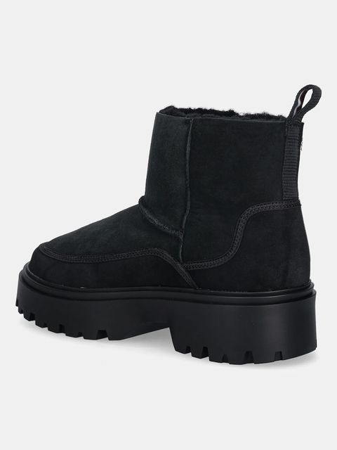 Tommy Hilfiger botki zamszowe REAL SHEARLING PULLON damskie kolor czarny na płaskim obcasie ocieplone FW0FW08997 - zdjęcie produktu nr 2