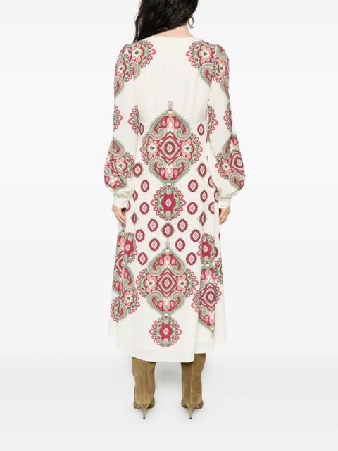 ETRO paisley-print long-sleeve dress - White
