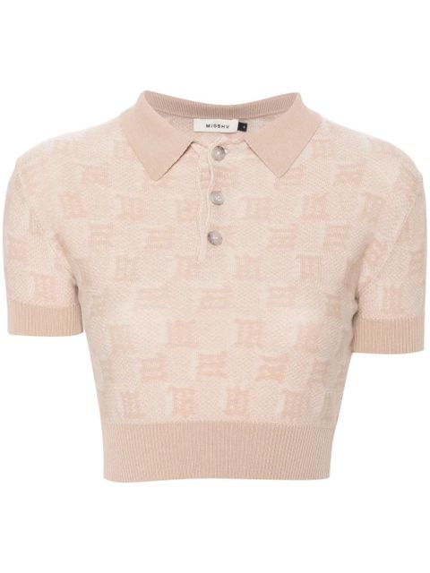 MISBHV monogram-jacquard cropped polo shirt - Neutrals - zdjęcie produktu nr 1