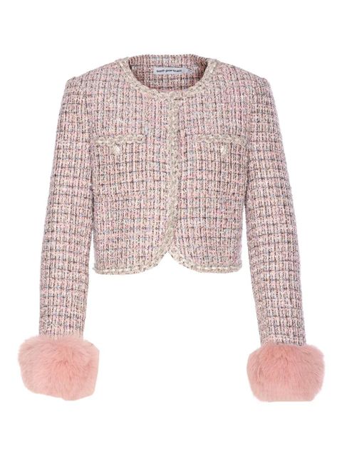 Self-Portrait crystal-embellished tweed jacket - Pink - zdjęcie produktu nr 1