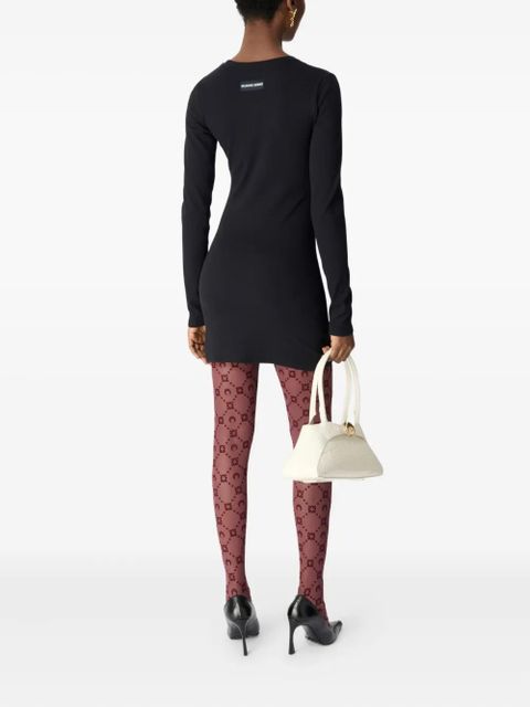 Marine Serre moonogram mesh flock tights - Red - zdjęcie produktu nr 2