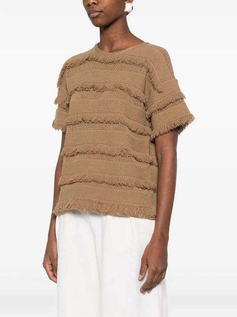 Max Mara fringe-details T-shirt - Brown