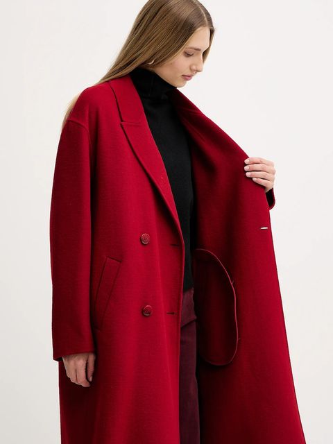 Liu Jo płaszcz z wełną kolor bordowy MF5025 T4627