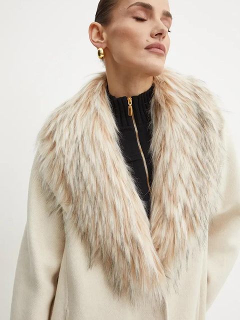 Luisa Spagnoli płaszcz wełniany SUPPLICA kolor beżowy przejściowy 541206