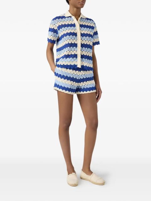 MC2 Saint Barth striped crochet-knit shorts - Blue - zdjęcie produktu nr 2