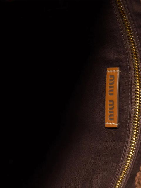 Miu Miu logo-embroidered tote bag - Brown