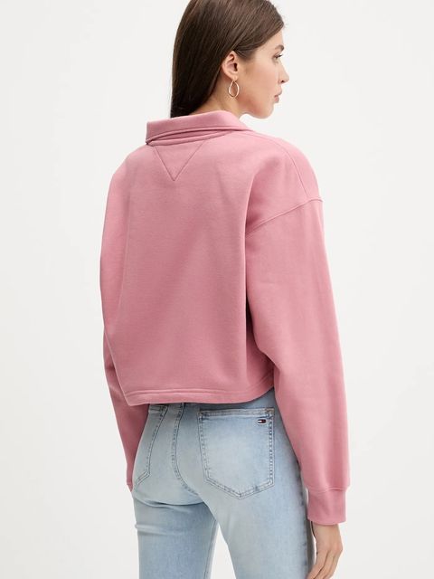 Tommy Jeans bluza damska kolor różowy gładka DW0DW20946
