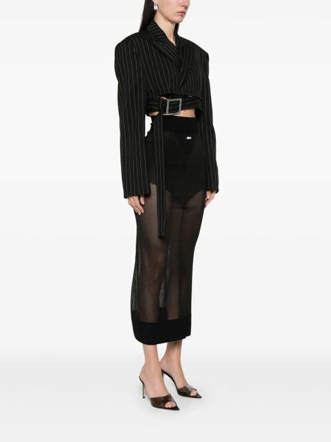 Jean Paul Gaultier pinstriped cropped blazer - Black