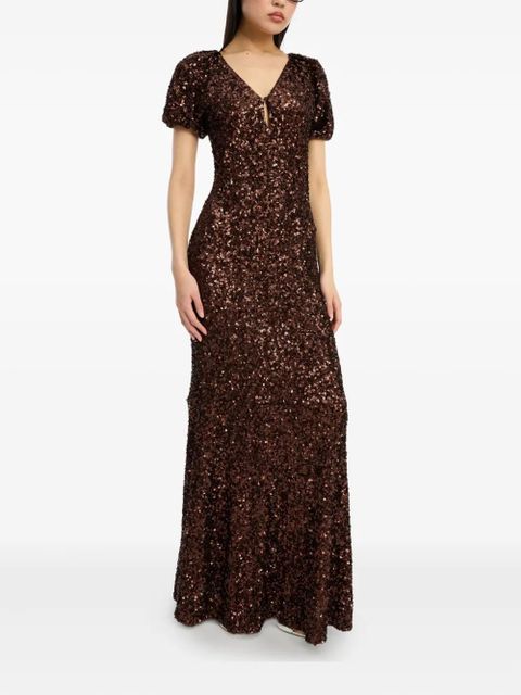 ROTATE BIRGER CHRISTENSEN sequins V-neck maxi dress - Brown