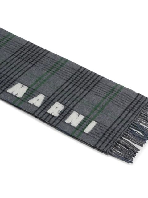 Marni intarsia-knit logo scarf - Grey