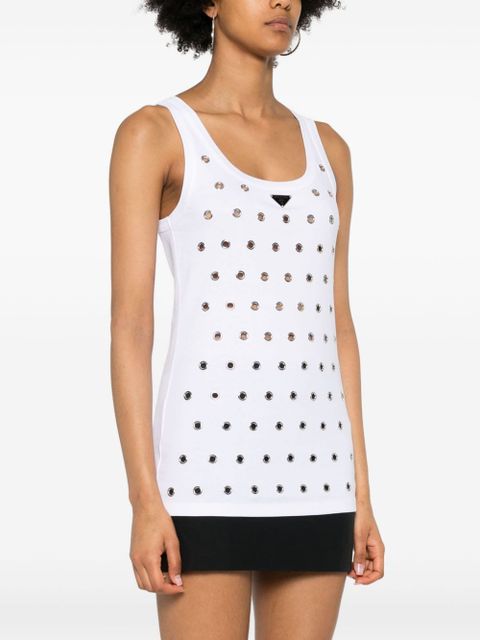 Prada triangle-logo eyelets tank top - White