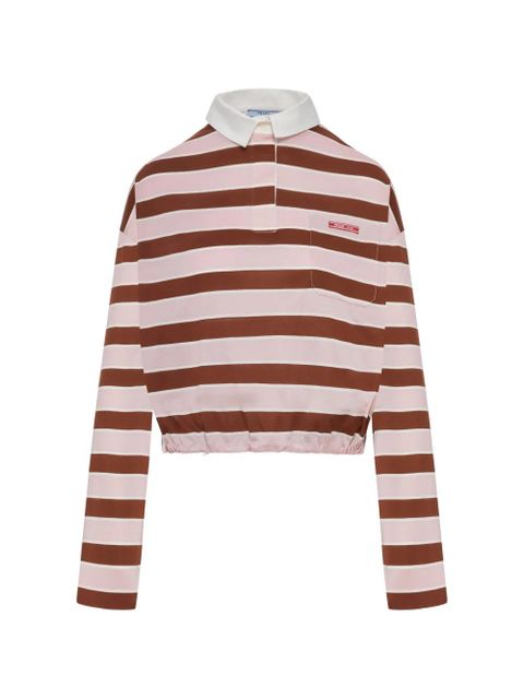 Prada striped lon-sleeves polo shirt - Pink - zdjęcie produktu nr 1