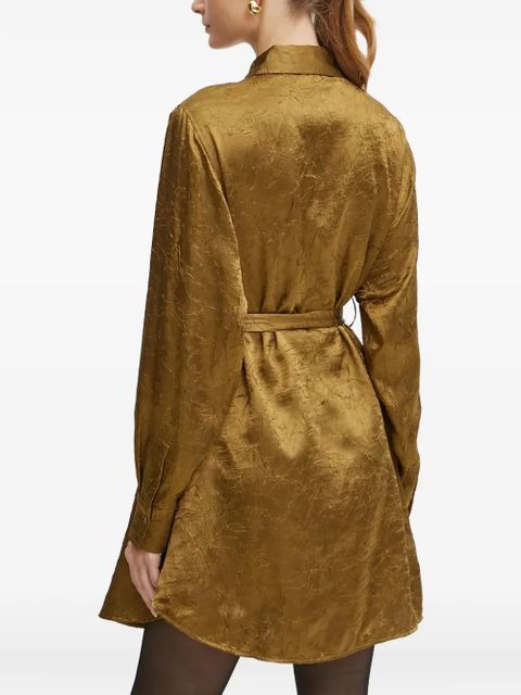 PINKO point-collar long-sleeve mini shirt dress - Green