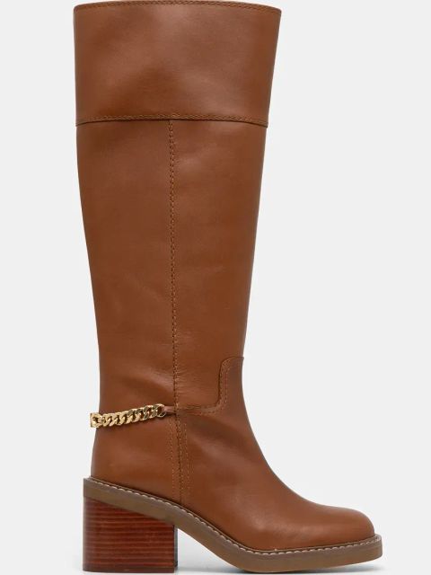 MICHAEL Michael Kors kozaki skórzane Carlisle damskie kolor brązowy na słupku 40F4CLMB5L.230