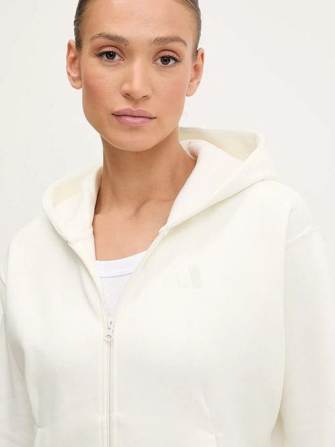 adidas bluza All SZN damska kolor beżowy z kapturem gładka JD4689