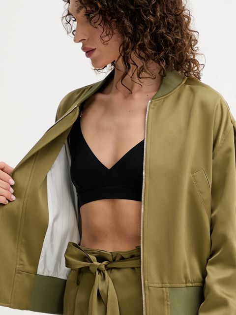 Simona Corsellini kurtka bomber kolor zielony przejściowa oversize P25CPGB001