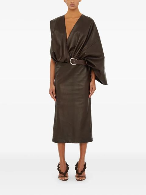 Christopher Esber swaddled belted leather midi dress - Brown - zdjęcie produktu nr 1