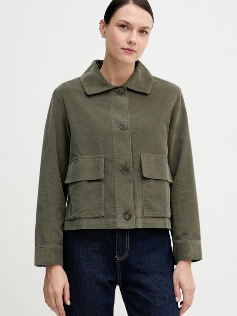 United Colors of Benetton koszula sztruksowa kolor zielony regular z kołnierzykiem klasycznym 294BDN091 - zdjęcie produktu nr 1