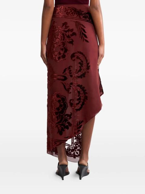ETRO semi-sheer midi skirt - Red
