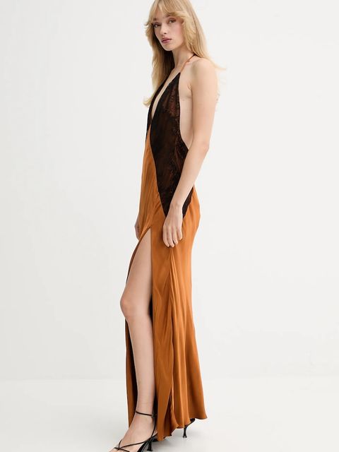 Bardot sukienka kolor brązowy maxi rozkloszowana 59977DB - zdjęcie produktu nr 2