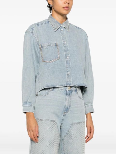 SANDRO rhinestone-embellished asymmetric shirt - Blue