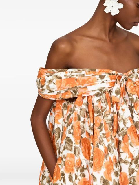 Chloé bow floral print dress - White