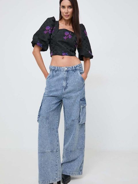 Custommade bluzka Saia damska kolor czarny wzorzysta 999442258