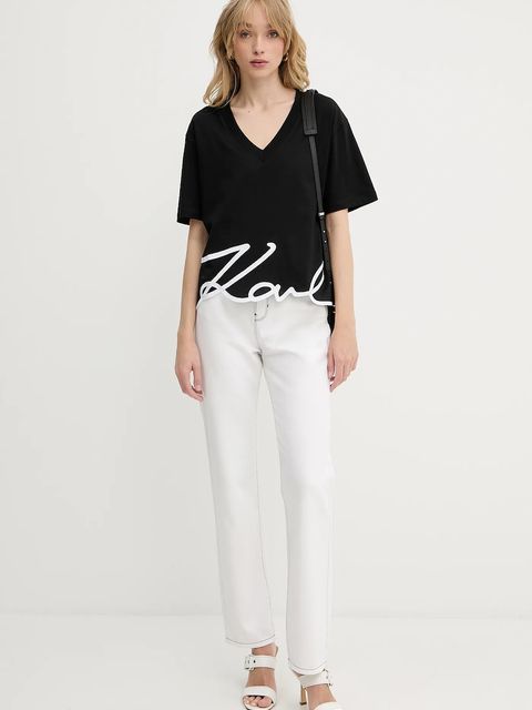 Karl Lagerfeld t-shirt bawełniany damski kolor czarny A2W17104 - zdjęcie produktu nr 2