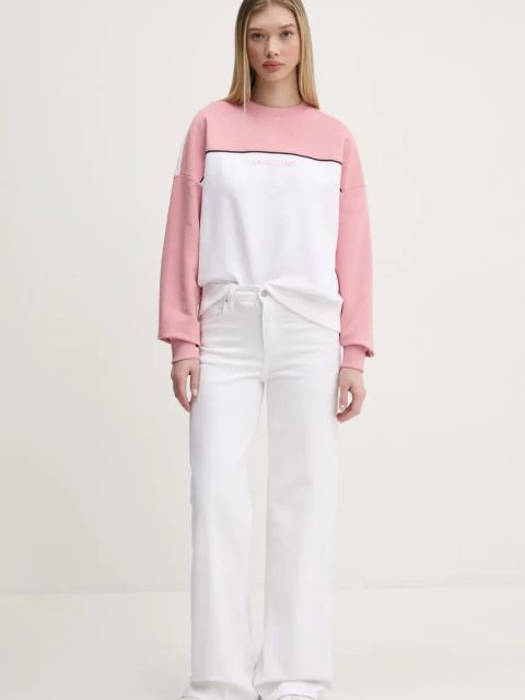 Guess Jeans bluza bawełniana damska kolor różowy z aplikacją W5RQ26 K68I4