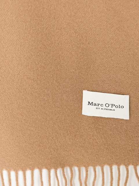 Marc O'Polo szalik wełniany kolor beżowy gładki 508805102065