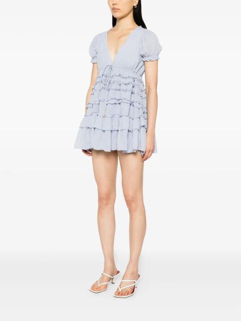 Free People leaf-embroideried dress - Blue