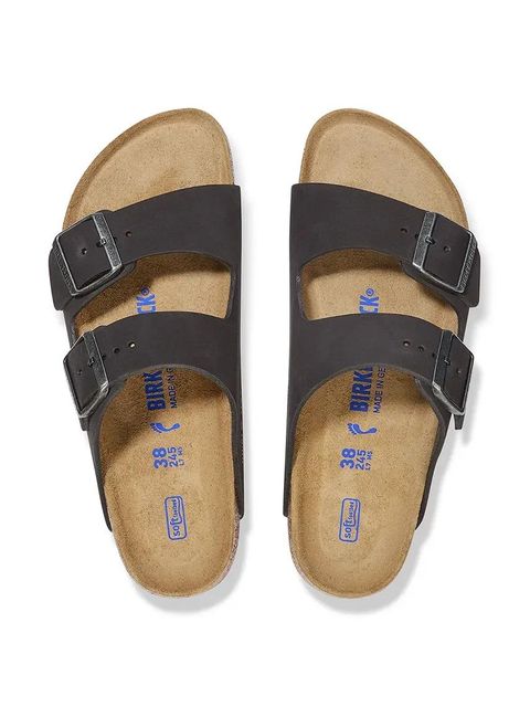 Birkenstock klapki nubukowe Arizona SFB kolor czarny 1019035