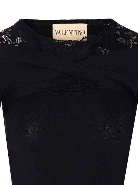 Valentino Garavani lace-trim long-sleeve T-shirt - Black - zdjęcie produktu nr 2