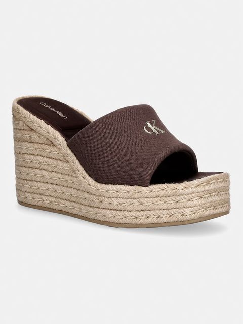 Calvin Klein klapki na koturnie damskie WEDGE ESPAD 70 CANVAS MG - zdjęcie produktu nr 1