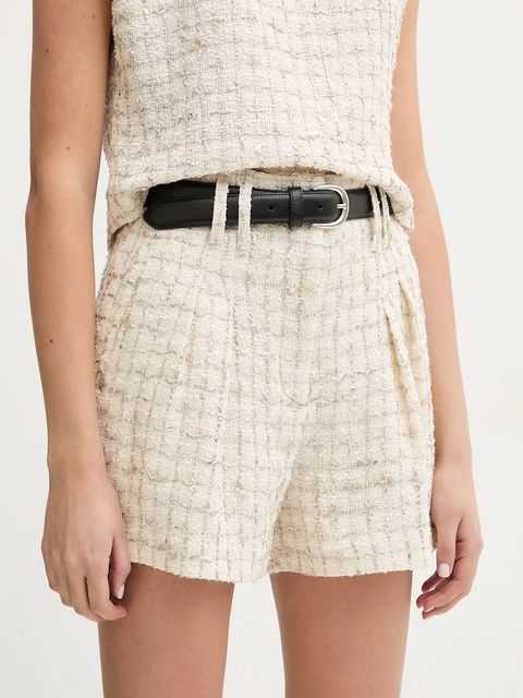 IRO szorty z domieszką lnu damskie kolor beżowy wzorzyste high waist WP30XAGA - zdjęcie produktu nr 1