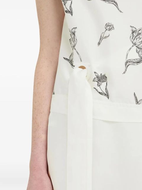 Ferragamo floral-print midi dress - White